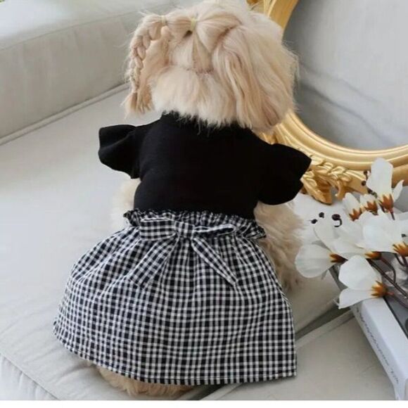 Other - Black and Plaid Dog Pet Cat XS‎ Dess NWOT